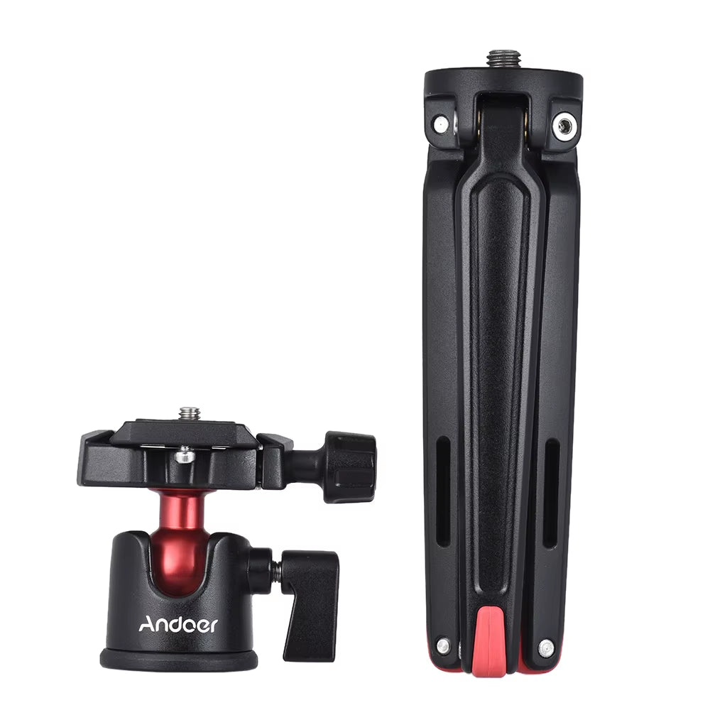 Andoer Mini Handheld Travel Tabletop Tripod Stand with Ball Head for Canon Nikon Sony DSLR Mirrorless Camcorder for Iphone X 8